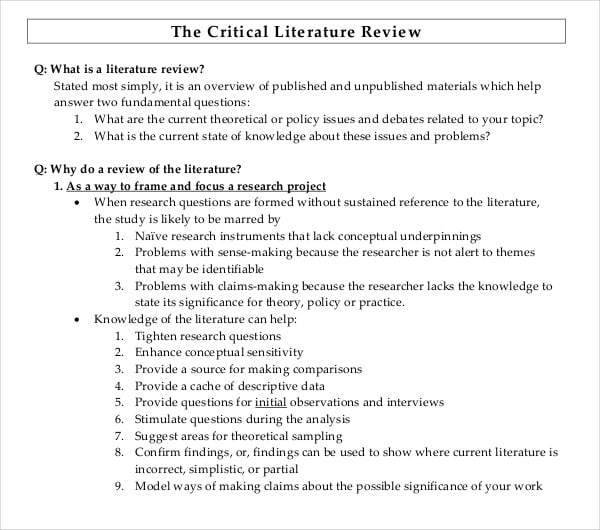 critical literature review